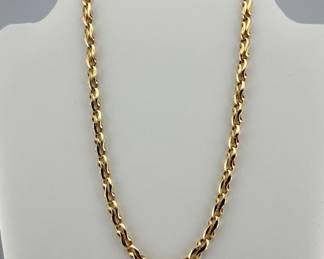 14kt necklace; 18”L. Marked 585 on lobster clasp, Cuban link necklace