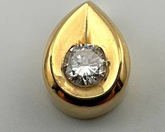 MSI 14kt gold and diamond pendant; diamond is J color, SI1 clarity, 1/2 carat. 3.76g. 13mm drop