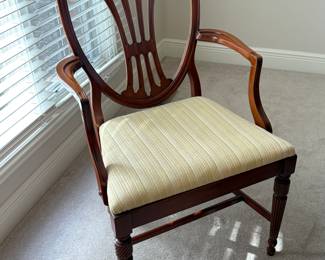 Dining Room Table, one captain's chair, 5 armless chairs, one leaf, pads