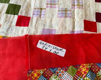 Unfinished quilt 84” x 90”