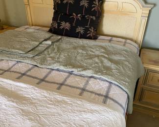 This furniture suite is by Stanley. Nice solid wood quality, may need refinishing or painting to your desire - queen size bed