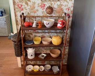 One of two bamboo shelving
