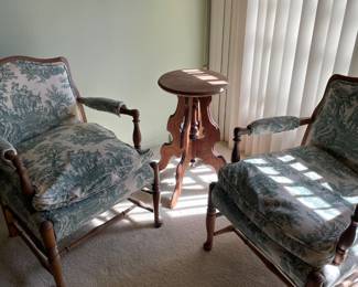 Pair of antique maple open arm chairs
