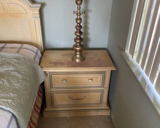 This furniture suite is by Stanley. Nice solid wood quality, may need refinishing or painting to your desire