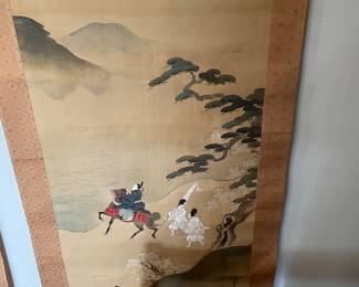 2 of 3 Japanese scrolls signed by Japanese artist Ikawa Hōgen (伊川院法眼), ca. 1802