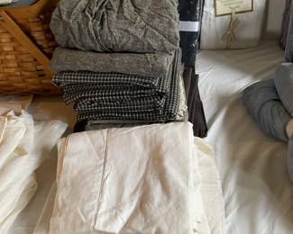 Great linens:  Queen and King sheets, table cloths, linen shower curtain, antique linens, table linens, pillow shams, towels