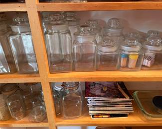 15 glass canisters 
