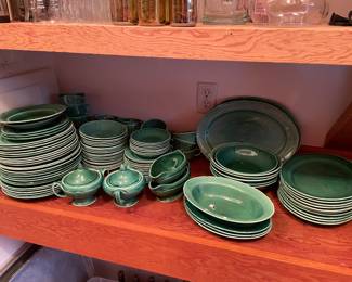 LARGE set of vintage Mount Clemens Green Petalware, rare and collectible.