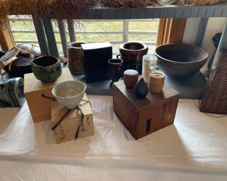 Large collection of new in the box Japanese pottery - hint:  great Xmas gifts, comes with its own beautiful wooden box