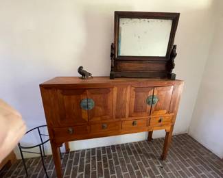 Asian console cabinet and Asian mirror