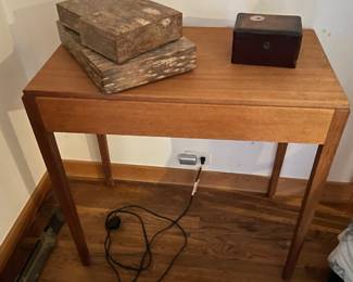 Contemporary side table, cherry bark boxes