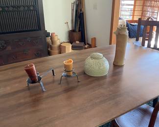 Modern vintage dinning table with an Asian and mid century look.