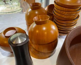 Japanese Wooden soup bowls with lids