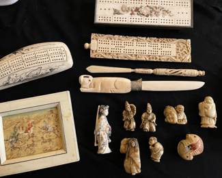 Netsuke and bone pieces