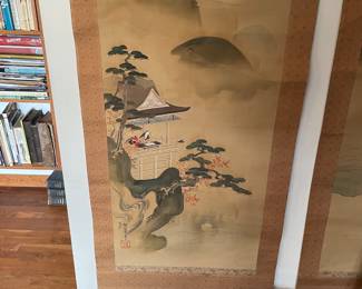 2 of 3 Japanese scrolls signed by Japanese artist Ikawa Hōgen (伊川院法眼), ca. 1802