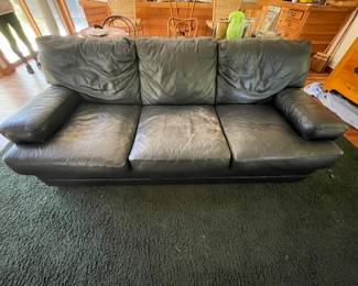Navy leather sofa