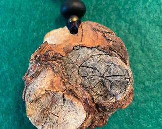 Wood, leather and bead necklace