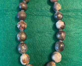 Stone or pottery beaded necklace