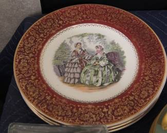 Vintage Salem China Co. Imperial Service Plate 23K Gold & Burgundy