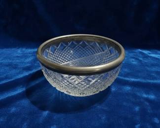 Antique Crystal Divided Serving Dish with Silver Rim 31 hero