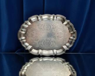 Ornate Silver Plated Footed Tray 14 hero