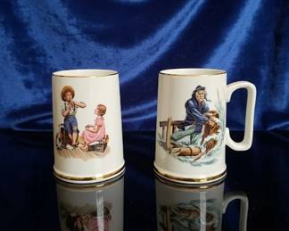 Vintage Ceramic Stein Mugs with Nautical and Childrens Scenes 10 hero