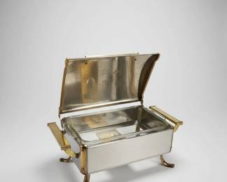 Vintage Stainless Steel and Brass Chafing Dish 11 hero