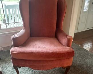 Vintage Pink Velvet Wingback Chair 1 hero