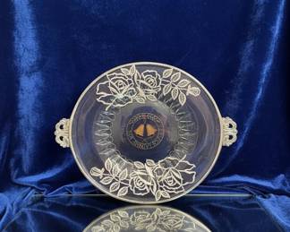 Glass Serving Platter with 50th Anniversary and Bell Motif 12 hero