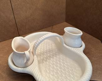 White Ceramic Relish Tray with Handle and Two Small Dishes 15 hero