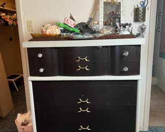 Available for presale.  Unique Mid-Century Modern Tallboy Dresser. Text Sara at 407-448-3093 if interested.   See more photos/details here: https://www.facebook.com/marketplace/item/2653558481674726/