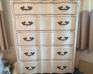 Available for presale. Chic French Provincial Tallboy Dresser. Text Sara at 407-448-3093 if interested.   See more photos/details here: https://www.facebook.com/marketplace/item/3070318343139223/