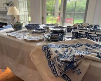 Huge inventory of Blue Willow - teapot, mugs, cups, plates, bowls and platters