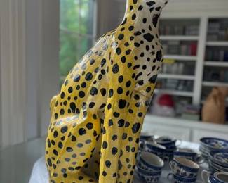 Fun - paper mache leopard, needs a Paper Mache Doc, left leg