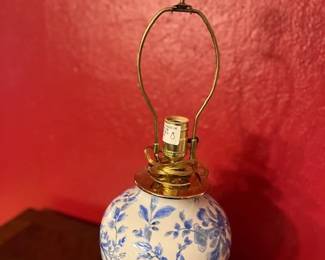 Blue porcelain lamp, 22 1/2" Tall