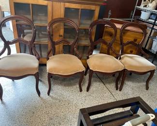 4 beautiful dining chairs with pop up seat covers, 33" H, 18" D, 18" W