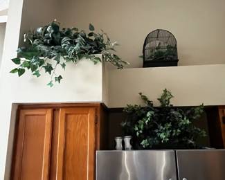 faux plants & bird cage