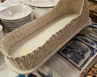 Vintage wicker baby doll rocking bassinet