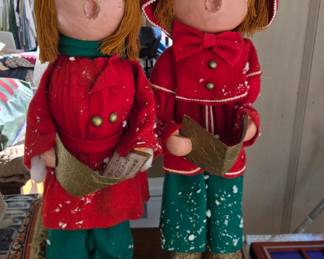 Vintage 36" Styrofoam & Paper Mache' Boy & Girl Carolers from old Priest Home Furnishings store in Jasper GA