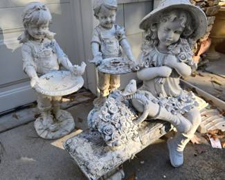 Faux concrete garden statues