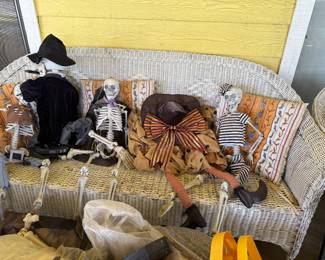 Outdoor couch and Halloween decorations