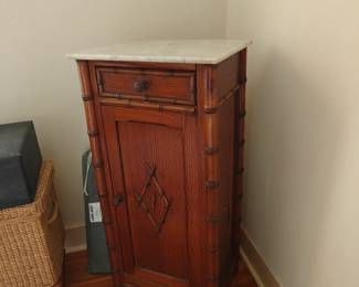 210 Antique French Faux Bamboo Cupboard w/ Marble Top