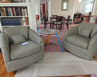 120 Two Upholstered Swivel Chairs 29x30x28