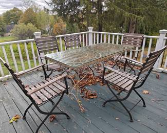 105 Outdoor Dining Set w/ Five Chairs 54x27x30 & 23x23x36
