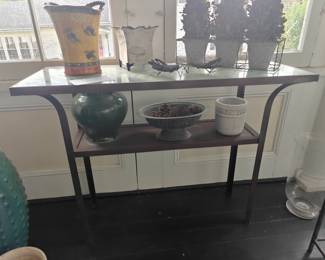 124 Console Table, Glass Top & Metal Frame 38x14x30
