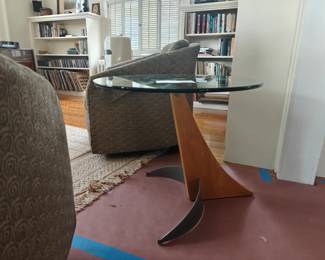 115 Glass Top Mid Century Table 24x21