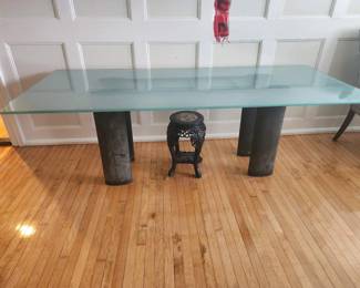 108 Serenissimo Dining Table by Lella & Massimo Vignelli for Acerbis, 1980 Glass & Metal 84x36x29