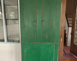121 Primitive Green Cupboard 35x16x81