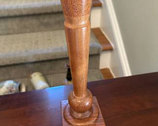 Signed hand turned wooden bud vase.