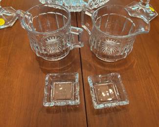 Heisey cream and sugar and 2 salts.